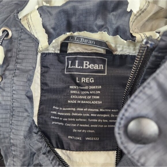 LL Bean Rain Jacket Size Large Black Rain Windbreaker Shell Coat Long FLAW - Picture 3 of 5